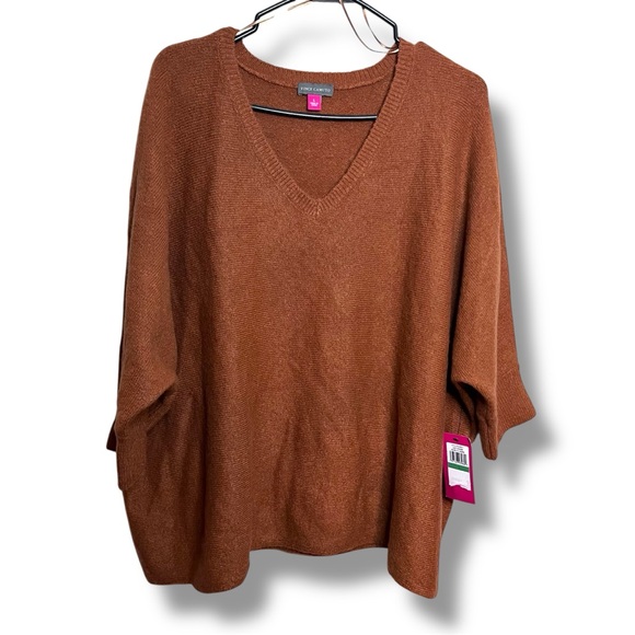 Vince Camuto Sweaters - Vince Camuto Women’s V-Neck Sweater Size: L Toasted Orange 3/4-Sleeve Sweater